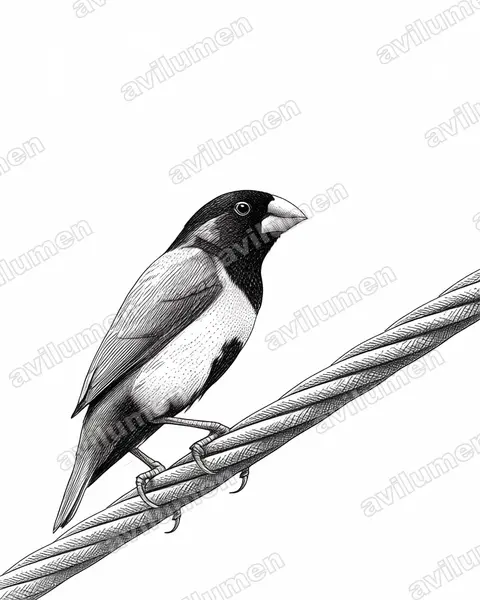 Ink illustration: Lonchura malacca (Tricoloured munia)