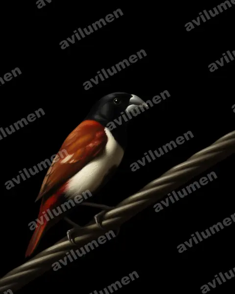 Oil illustration: Lonchura malacca (Tricoloured munia)