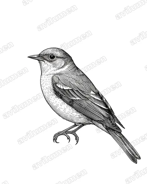 Illustration Encre : Lonchura nevermanni (Capucin de Nevermann)