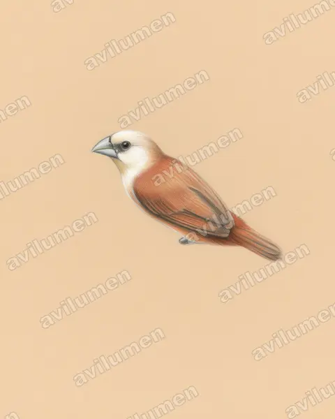 Ilustración en Lápiz de color: Lonchura pallida (Capuchino pálido)
