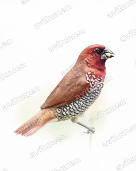 Illustration im Stil Aquarell: Muskatbronzemännchen (Lonchura punctulata)
