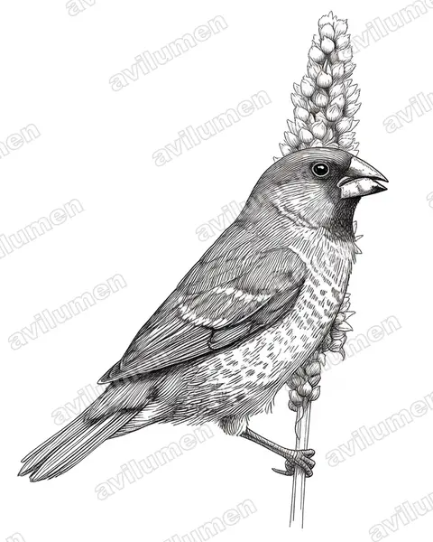 Illustration im Stil Tusche: Muskatbronzemännchen (Lonchura punctulata)