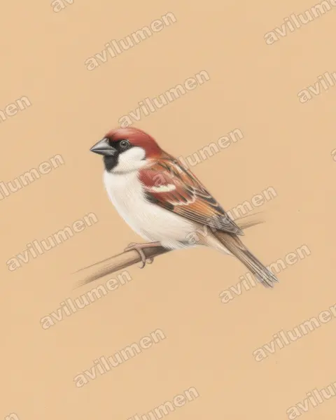 Illustration Crayon de couleur : Lonchura quinticolor (Capucin coloré)