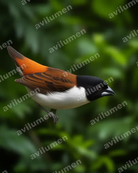 Realistic illustration: Lonchura spectabilis (Hooded mannikin)