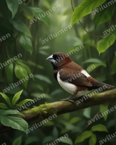 Illustration Réaliste : Lonchura striata (Capucin domino)