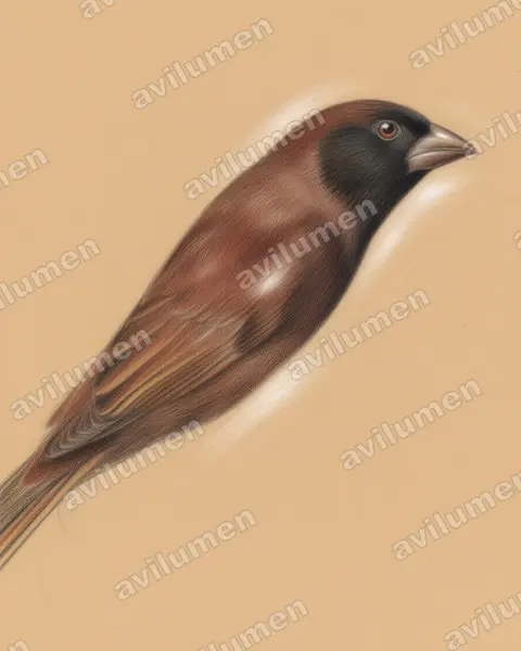 Illustration im Stil Buntstift: Hadesnonne (Lonchura stygia)