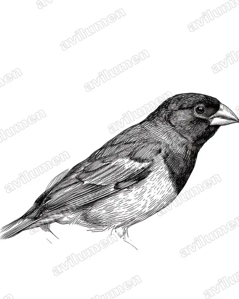 Ilustración en Tinta: Lonchura teerinki (Capuchino pechinegro)