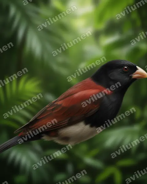 Ilustración en Realista: Lonchura teerinki (Capuchino pechinegro)