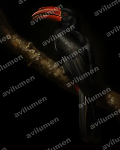 Illustration im Stil Öl: Kronentoko (Lophoceros alboterminatus)