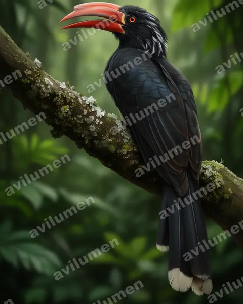 Illustration im Stil Realistisch: Kronentoko (Lophoceros alboterminatus)