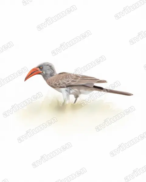 Bradfield's hornbill(Lophoceros bradfieldi)的水彩插画