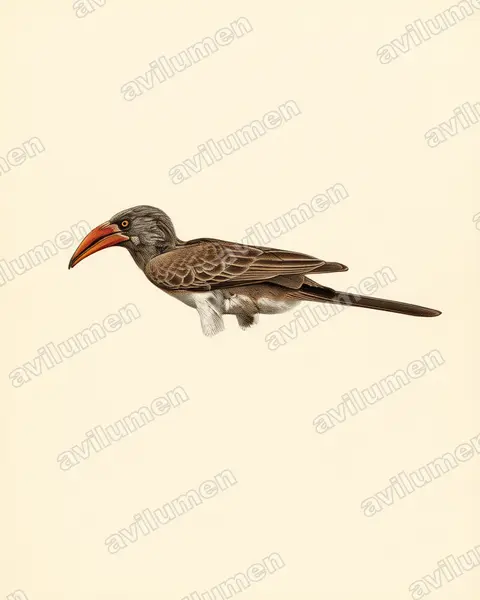 Bradfield's hornbill(Lophoceros bradfieldi)的古典图版插画