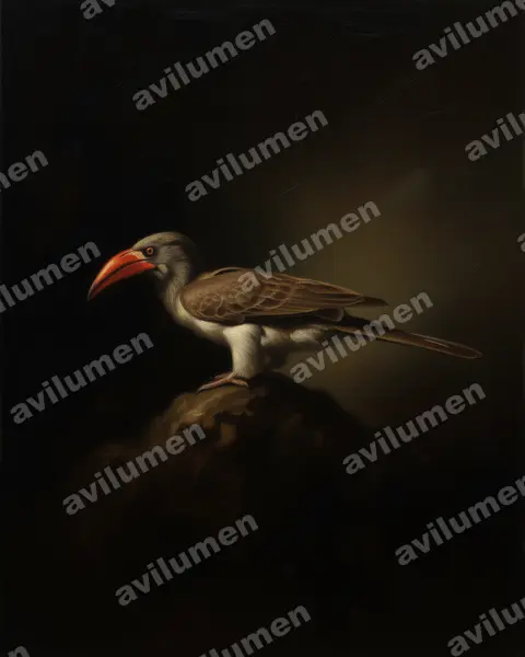 Bradfield's hornbill(Lophoceros bradfieldi)的油画插画