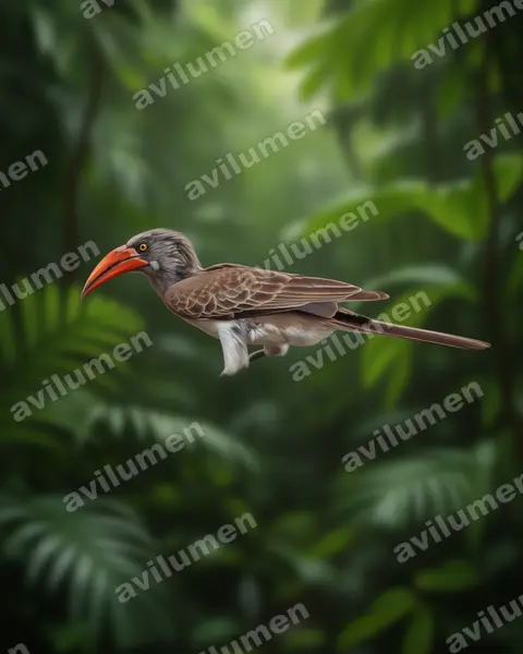 Bradfield's hornbill(Lophoceros bradfieldi)的写实插画