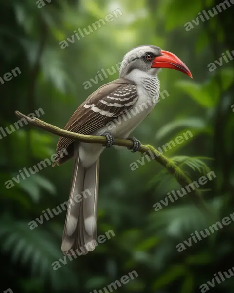 Ilustración en Realista: Lophoceros camurus (Toco pardo)