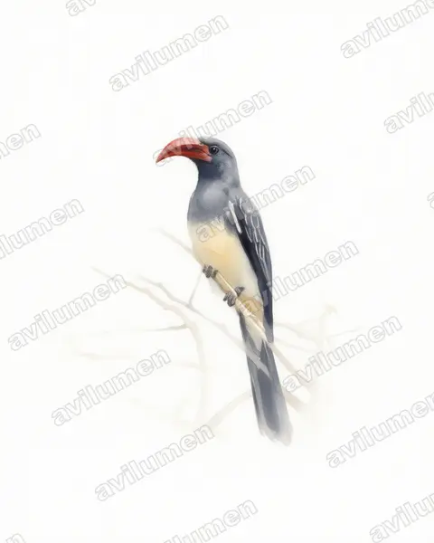 Ilustración en Acuarela: Lophoceros hemprichii (Toco abisinio​)