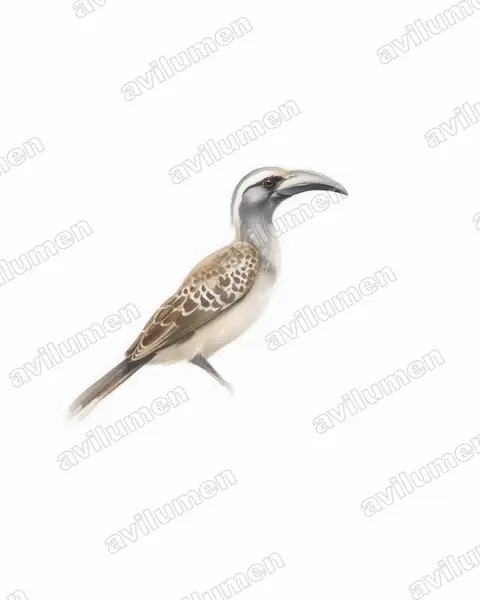 Watercolor illustration: Lophoceros nasutus (African Grey Hornbill)
