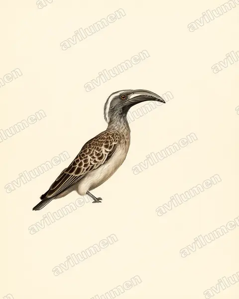 Vintage plate illustration: Lophoceros nasutus (African Grey Hornbill)