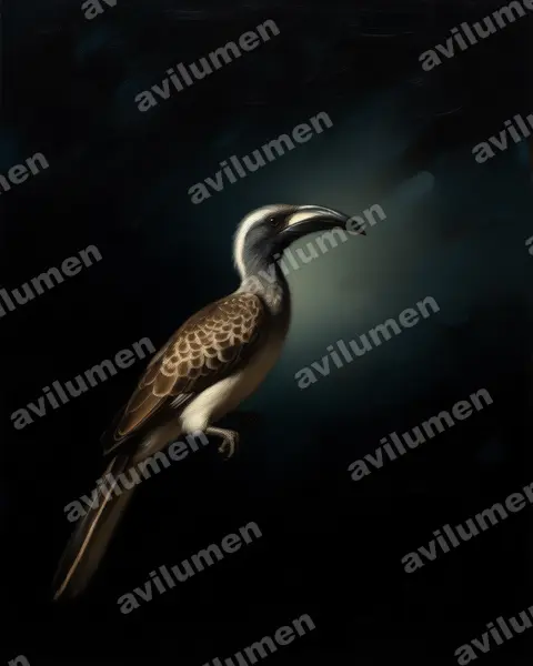 Oil illustration: Lophoceros nasutus (African Grey Hornbill)