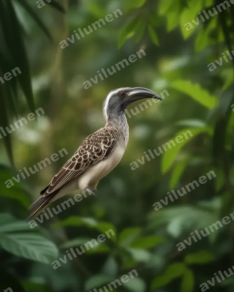 Realistic illustration: Lophoceros nasutus (African Grey Hornbill)