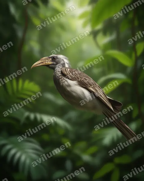 Ilustración en Realista: Lophoceros pallidirostris (Toco piquiclaro)