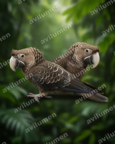 Ilustración en Realista: Lophopsittacus mauritianus (Loro de pico ancho)