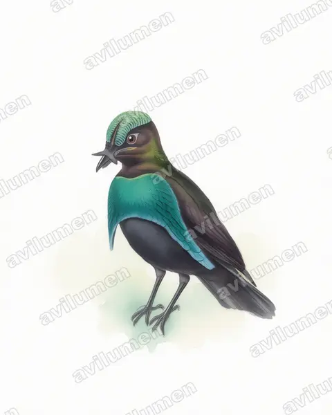Watercolor illustration: Lophorina superba (Superb Bird-of-paradise)