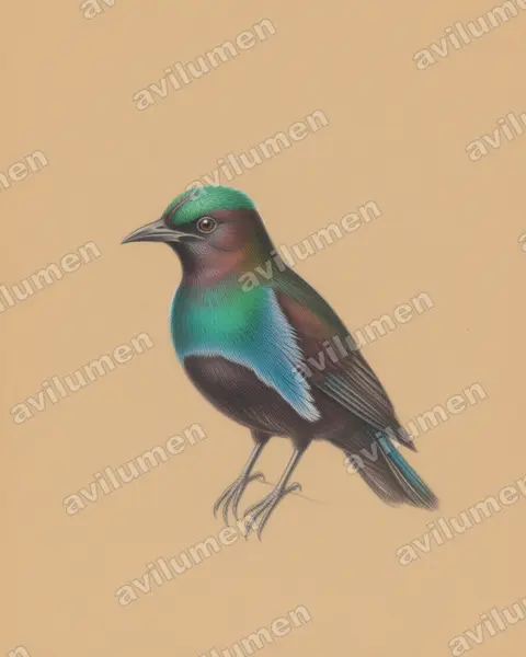 Colored pencil illustration: Lophorina superba (Superb Bird-of-paradise)