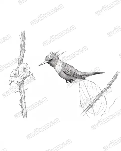 Illustration im Stil Tusche: Weißschopfelfe (Lophornis adorabilis)