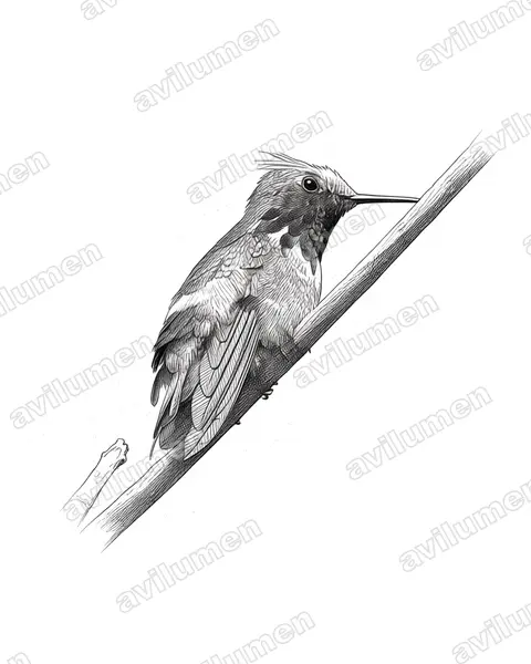 Ilustración en Tinta: Lophornis brachylophus (Coqueta de Guerrero​)
