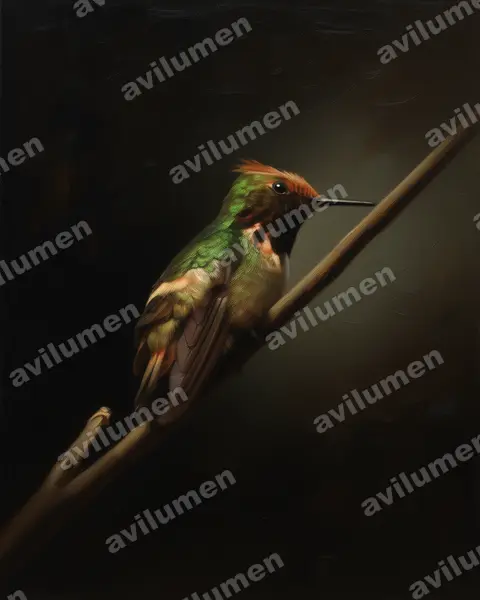 Ilustración en Óleo: Lophornis brachylophus (Coqueta de Guerrero​)