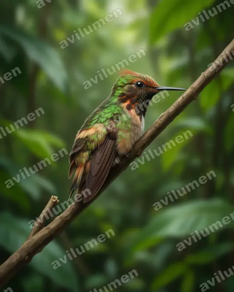Ilustración en Realista: Lophornis brachylophus (Coqueta de Guerrero​)