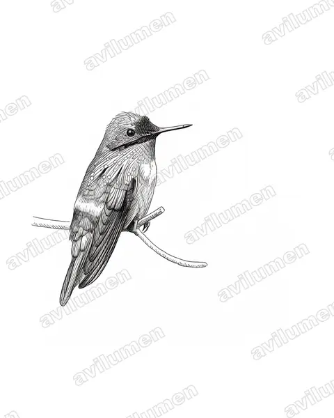 Ilustración en Tinta: Lophornis chalybeus (Coqueta verde​)