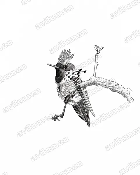 Illustration Encre : Lophornis gouldii (Coquette de Gould)