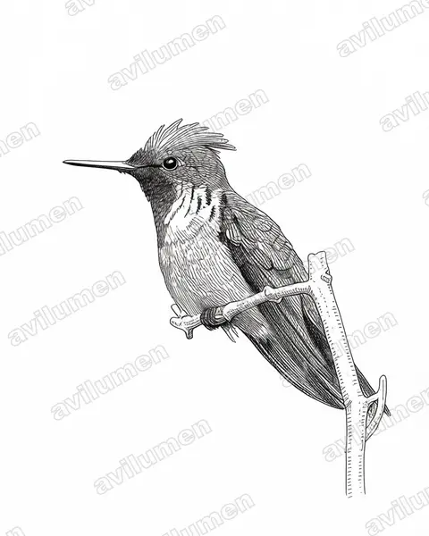 Ilustración en Tinta: Lophornis magnificus (Coqueta magnífica)