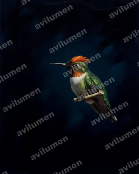 Ilustración en Óleo: Lophornis magnificus (Coqueta magnífica)