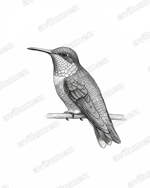 Illustration Encre : Lophornis pavoninus (Coquette paon)