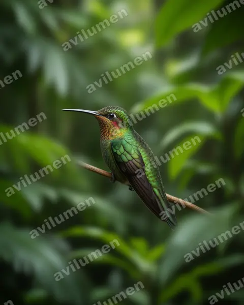 Illustration Réaliste : Lophornis pavoninus (Coquette paon)