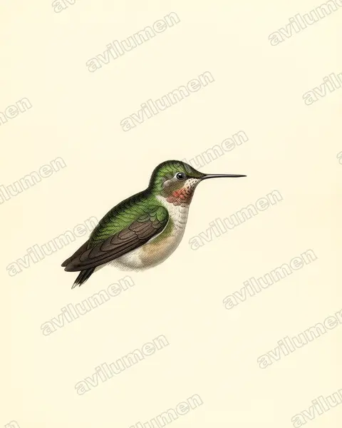 Illustration Planche ancienne : Lophornis verreauxii (Coquette de Verreaux)