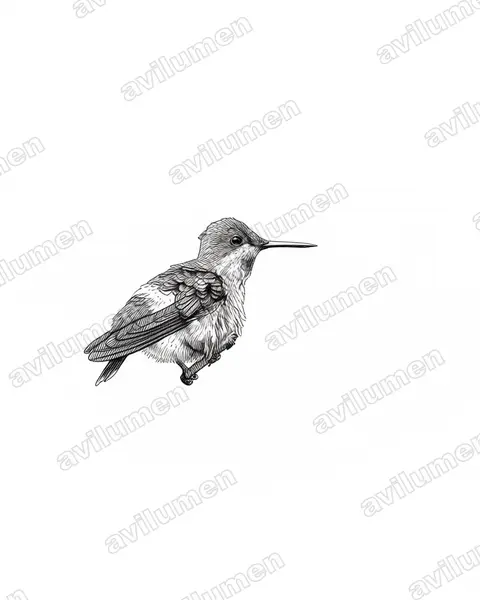 Illustration Encre : Lophornis verreauxii (Coquette de Verreaux)