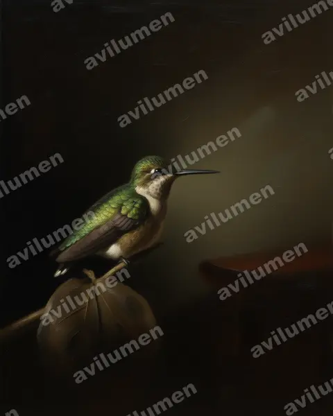 Illustration Huile : Lophornis verreauxii (Coquette de Verreaux)