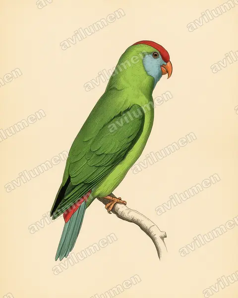 Illustration Planche ancienne : Loriculus camiguinensis (Coryllis de Camiguin)