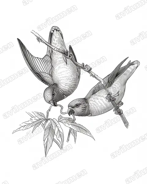 Ink illustration: Loriculus catamene (Sangihe Hanging Parrot)