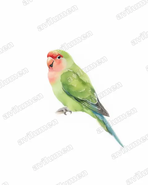 Illustration im Stil Aquarell: Florespapageichen (Loriculus flosculus)