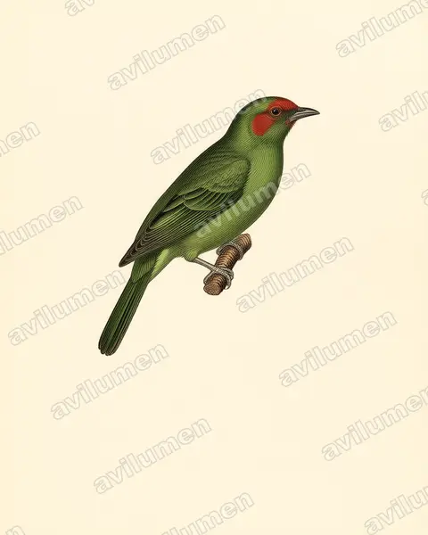 Illustration im Stil Historische Tafel: Florespapageichen (Loriculus flosculus)