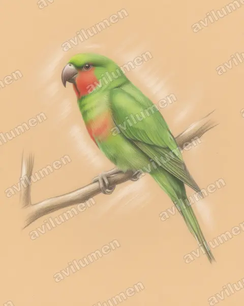 Illustration im Stil Buntstift: Florespapageichen (Loriculus flosculus)