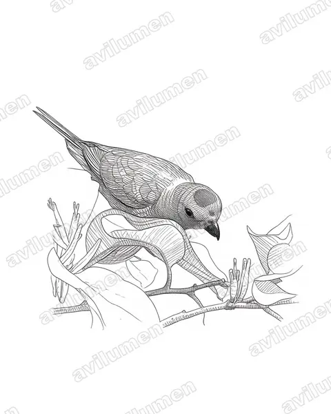 Illustration im Stil Tusche: Blaukrönchen (Loriculus galgulus)