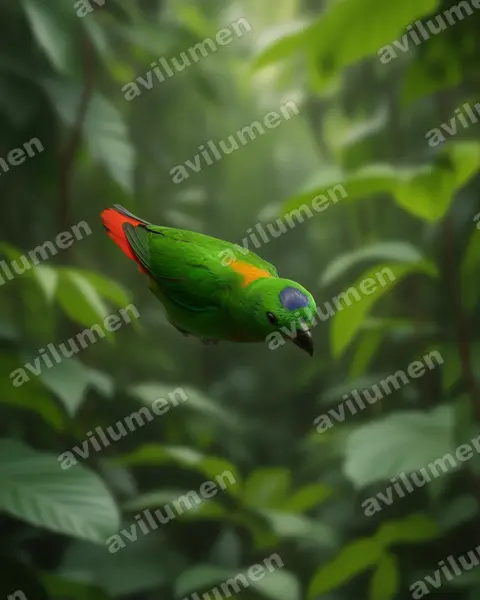 Illustration im Stil Realistisch: Blaukrönchen (Loriculus galgulus)