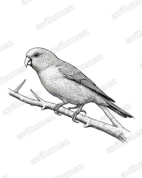 Illustration Encre : Loriculus pusillus (Coryllis à gorge jaune)