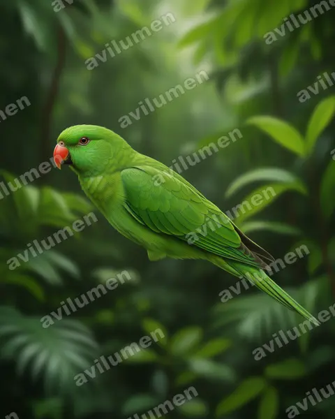 Illustration Réaliste : Loriculus pusillus (Coryllis à gorge jaune)